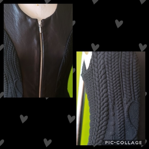 Nicholas Leather Panel Zip Front Knit Dress - Picture 5 of 7